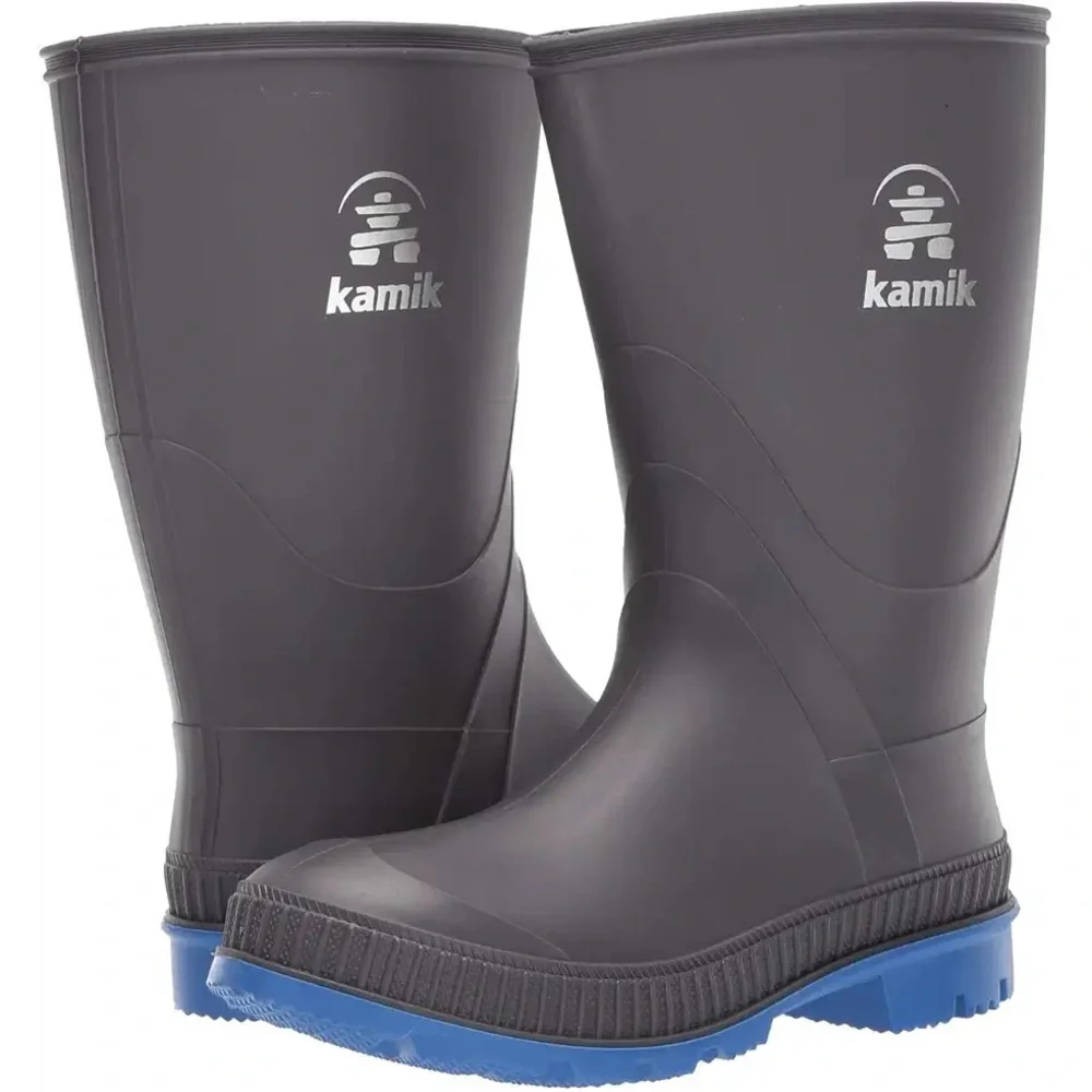 Kamik Kids Charcoal and Blue Rain Boots Size Little Kids 3 NWOB 😊 NEVER WORN